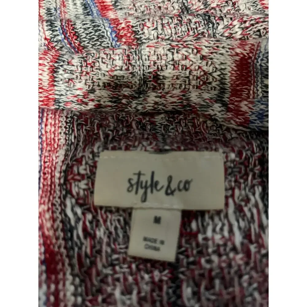Style & Co Blue and Red Sweater Vest Cardigan Size M
